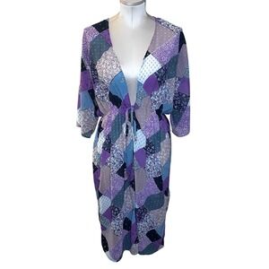 LOFT Purple and Blue Patchwork Maxi Dress